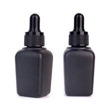 Customized 20ml paint black square cosmetic facial serum pipette dropper glass bottles